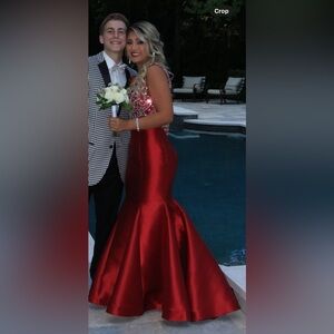 Prom Dress Red Satin Jewel Mermaid Dress Size 2 ❤️